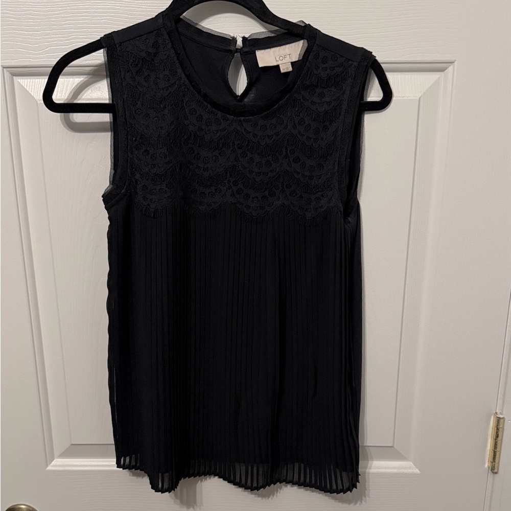 LOFT Black Lace Sleeveless Blouse